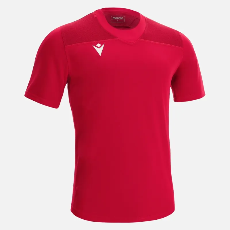 Maillot de Rugby Macron à haute résistance  Le col rond en tissu stretch.